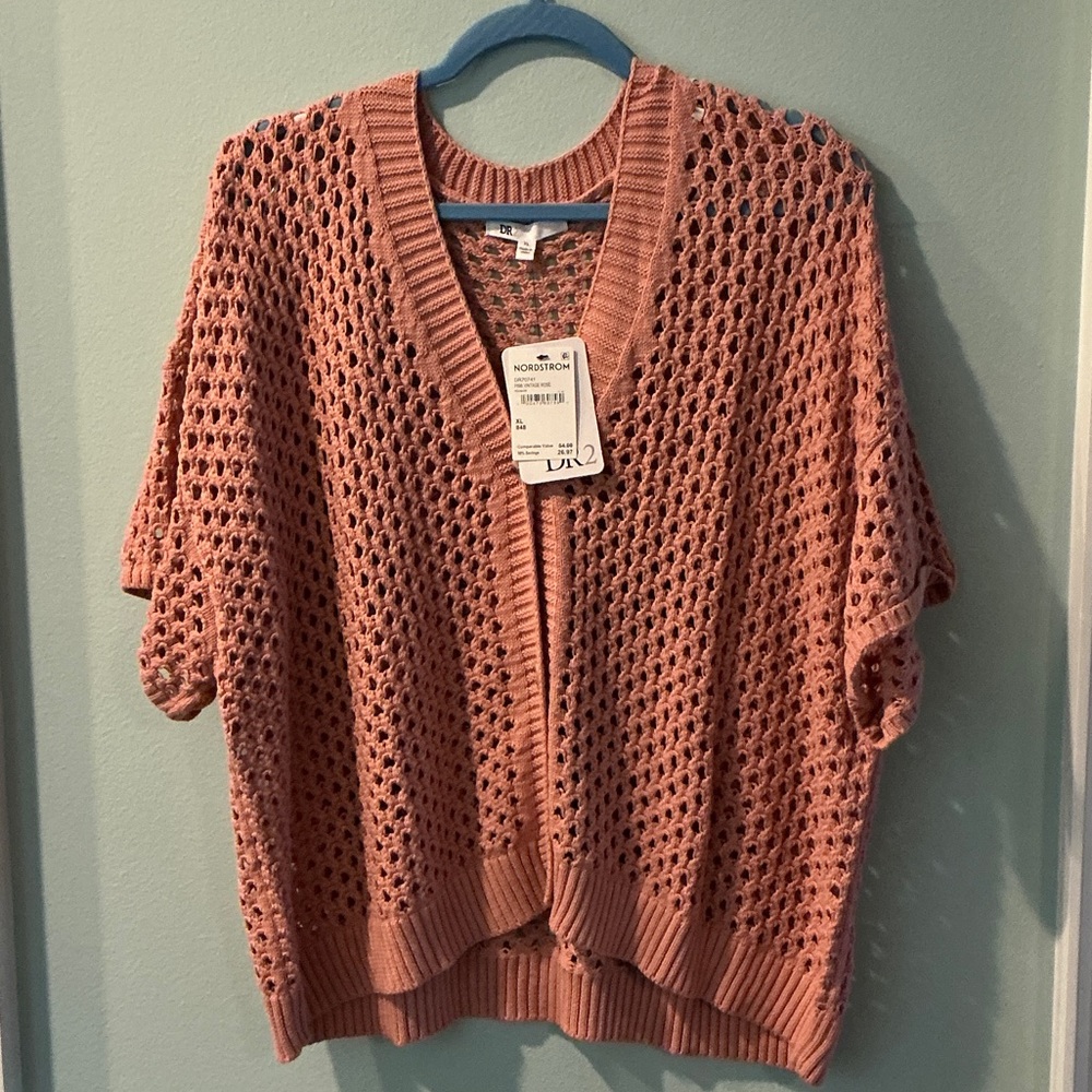Nordstrom Coral Open-Knit Cardigan